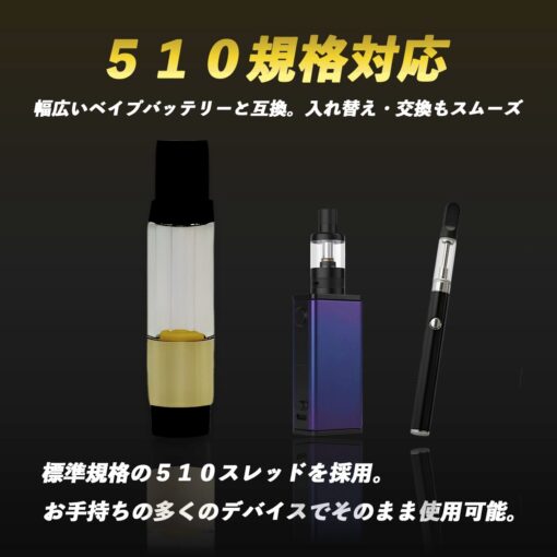 フルガラスアトマイザー 1ml【GOLD】｜510規格 ガラスカートリッジ - 画像 (3)