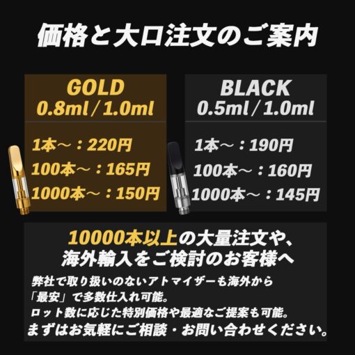 セラミックアトマイザー510規格 | 1.0ml 0.8ml 0.5ml | Gold | Black | CBD用 | ccell | - 画像 (2)
