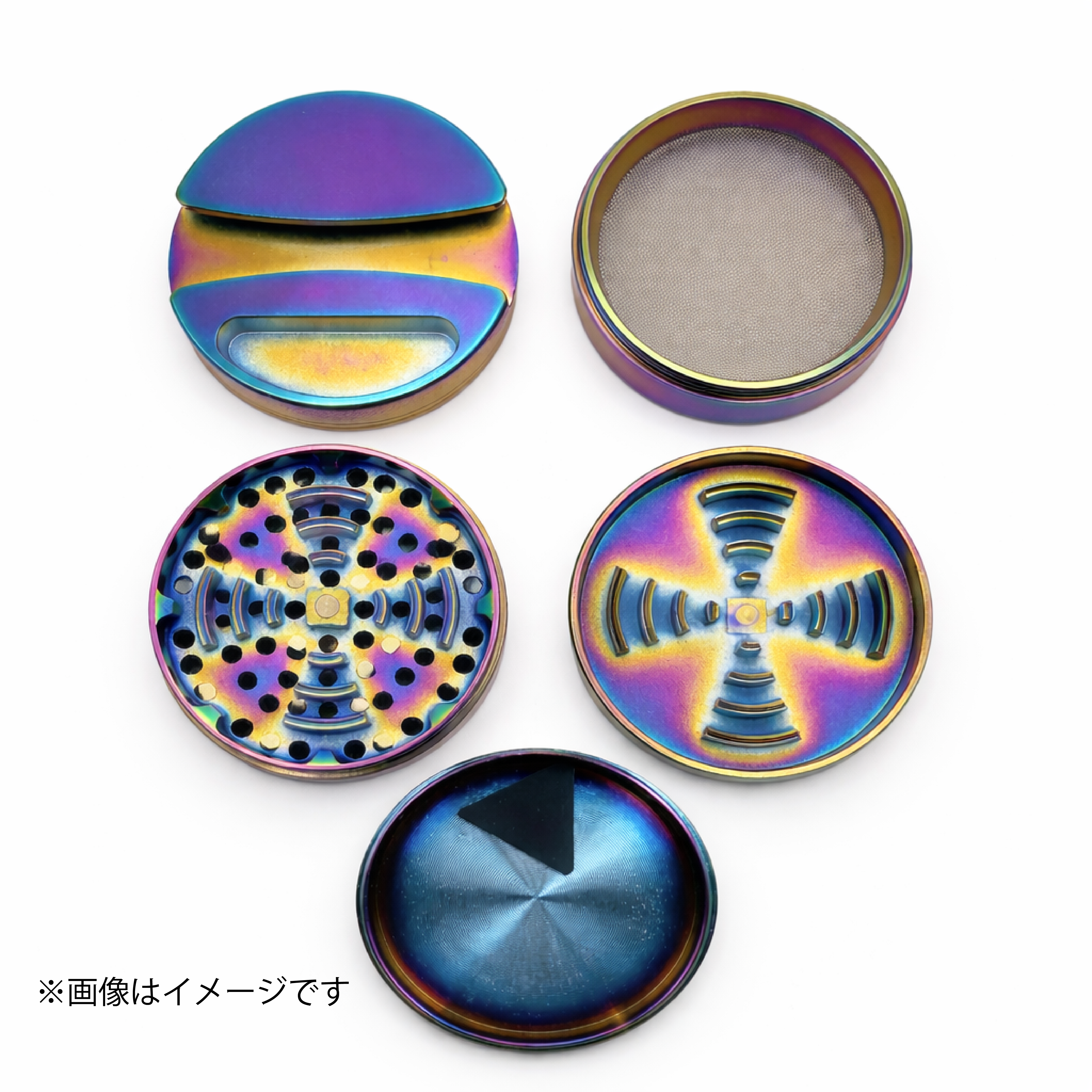 4層式メタルグラインダー【レインボー】特殊グリップ形状 - 画像 (2)