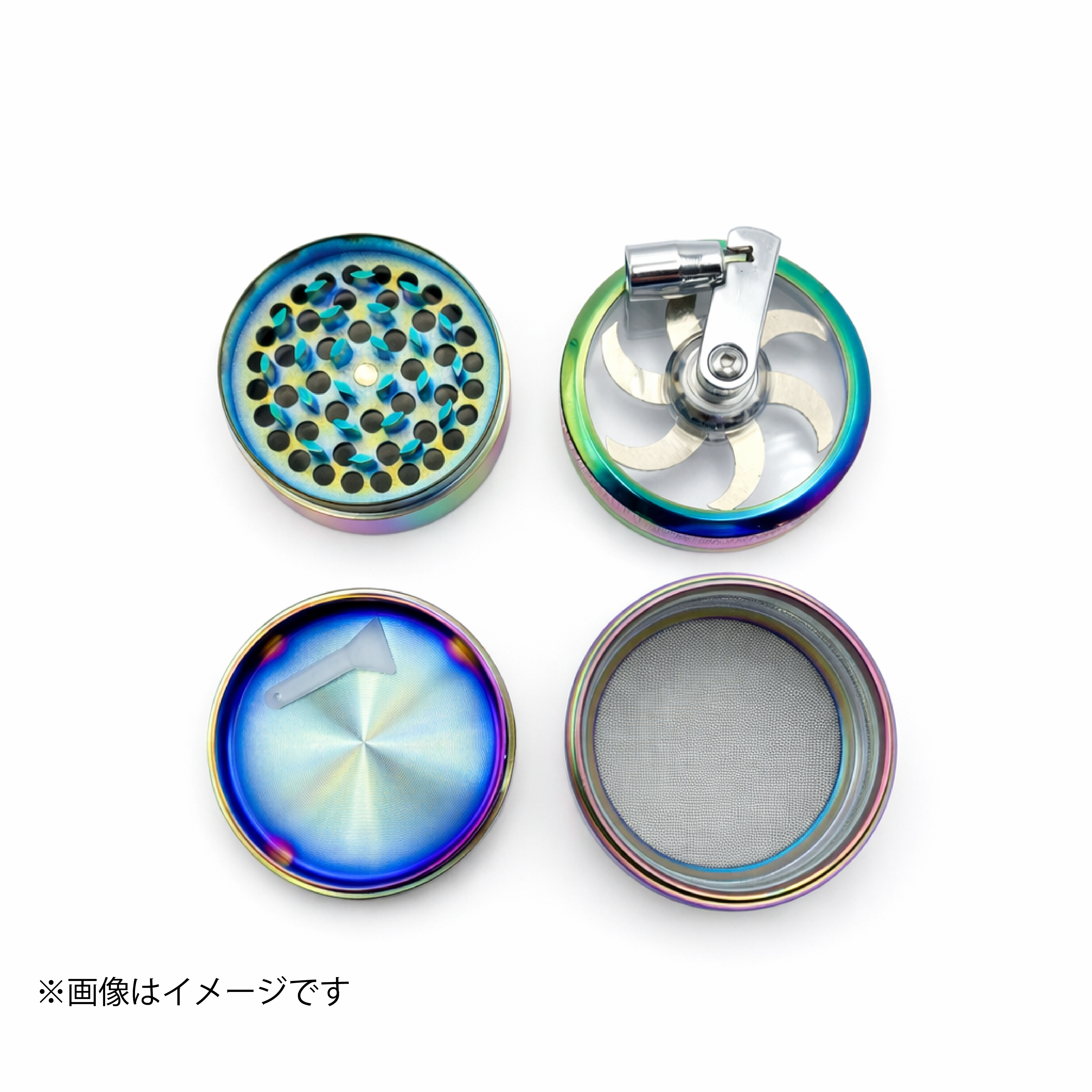 ハンドル式 4層メタルグラインダー【レインボー】手回しクランク - 画像 (2)