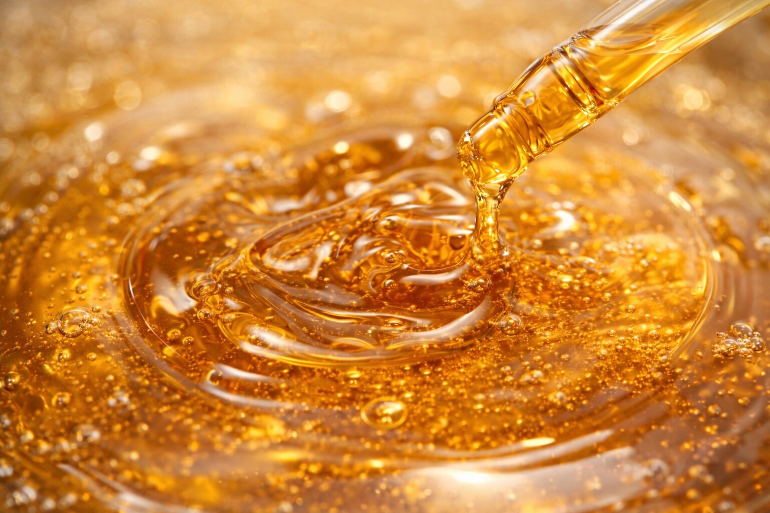 黄金色で粘度の高い高品質なカンナビノイドリキッドのテクスチャ