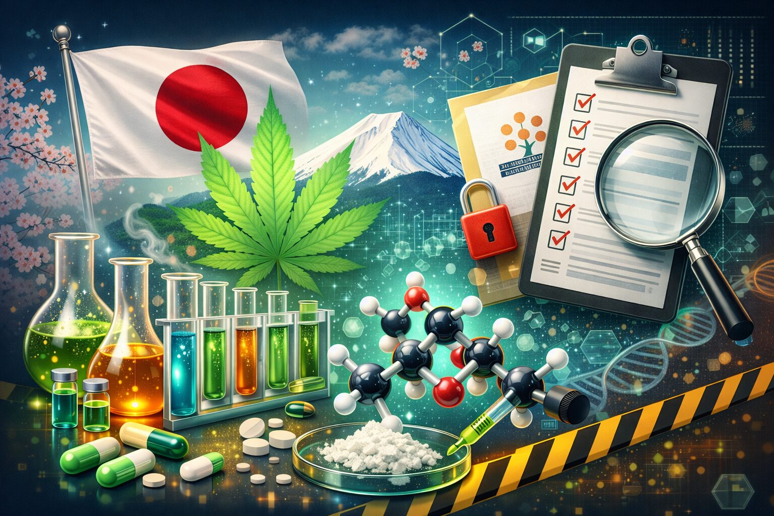 日本のカンナビノイド規制や成分確認のイメージ画像