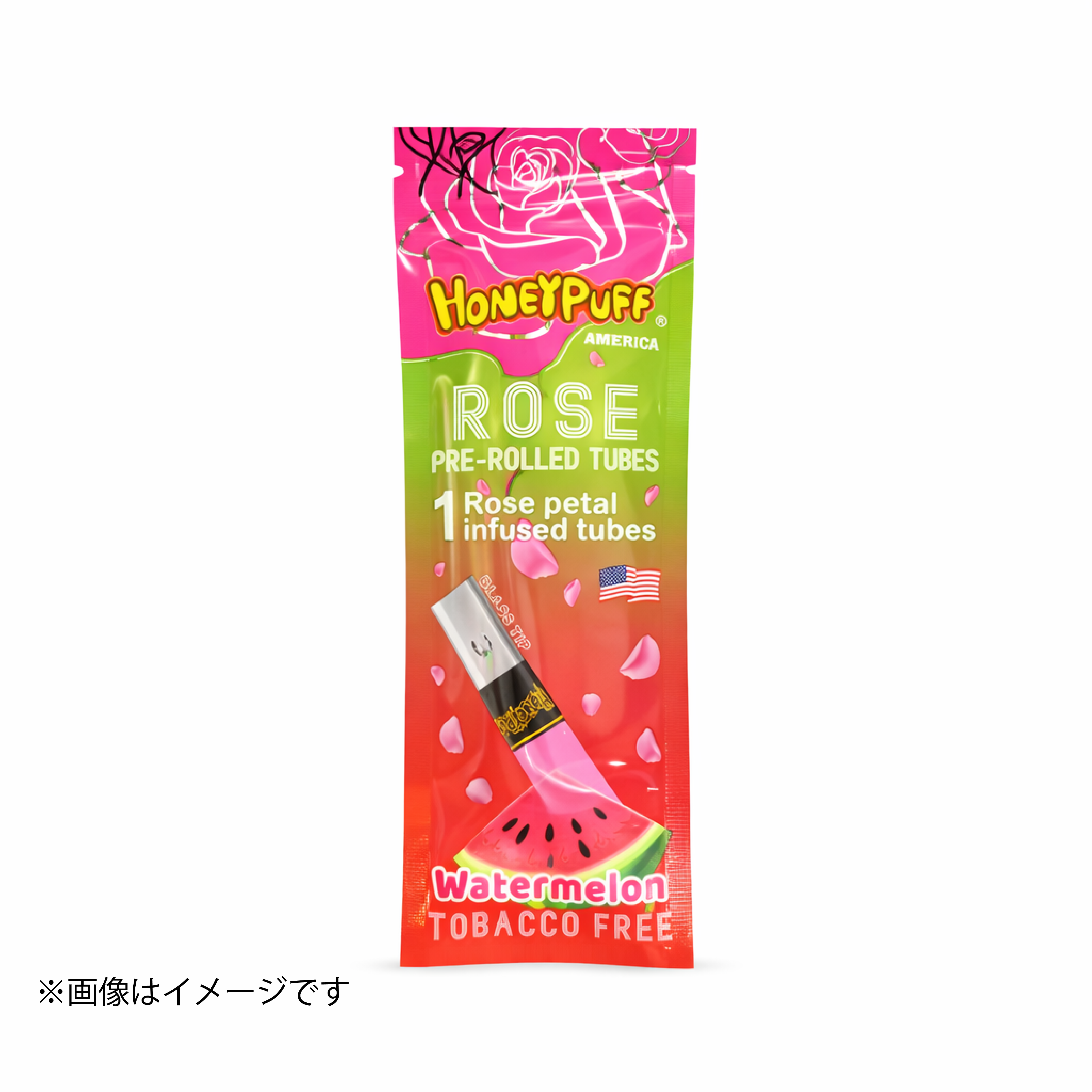 HoneyPuff ローズ プレロールチューブ|ガラスチップ付き・タバコフリー(1本入り / 全8フレーバー) - 画像 (8)