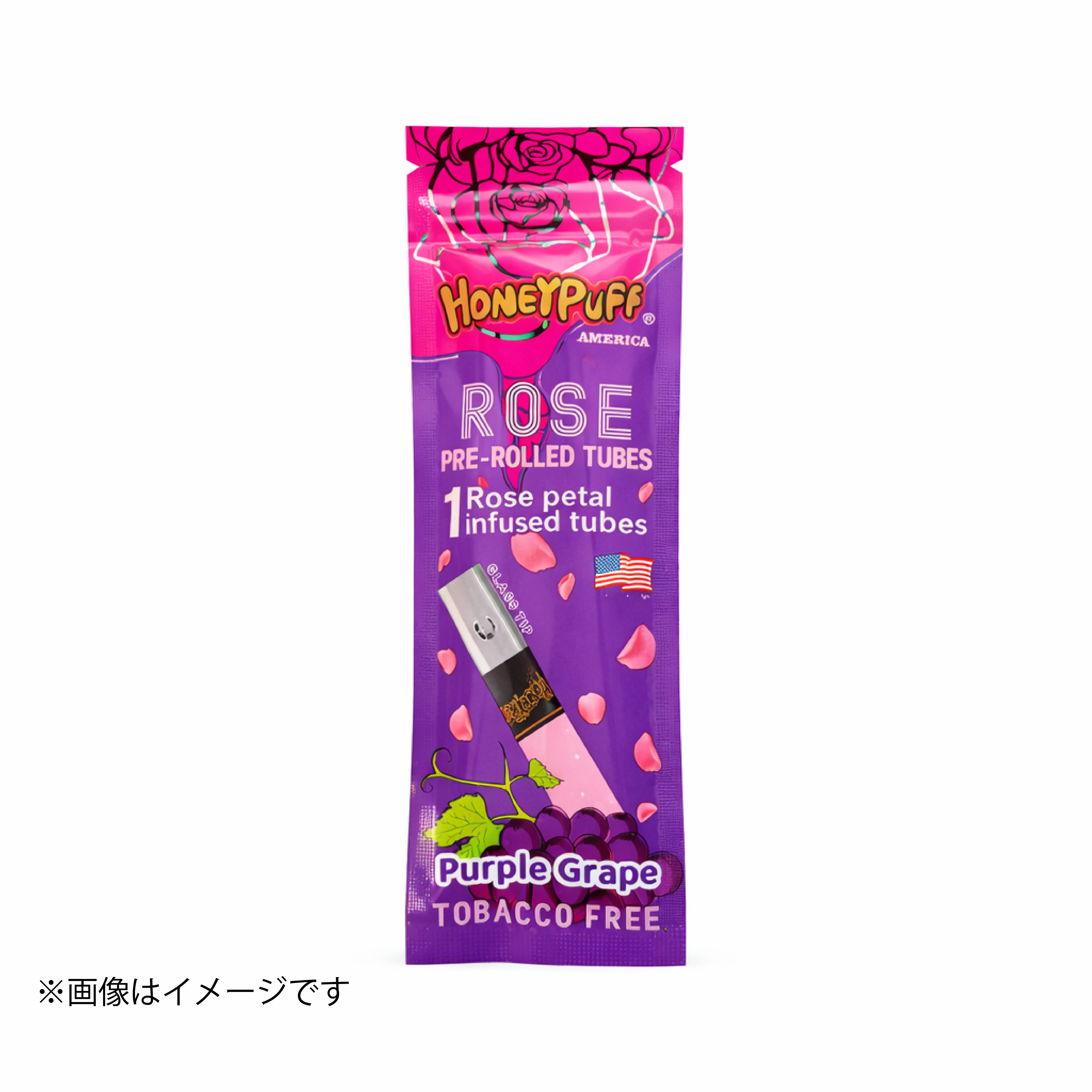 HoneyPuff ローズ プレロールチューブ|ガラスチップ付き・タバコフリー(1本入り / 全8フレーバー) - 画像 (5)