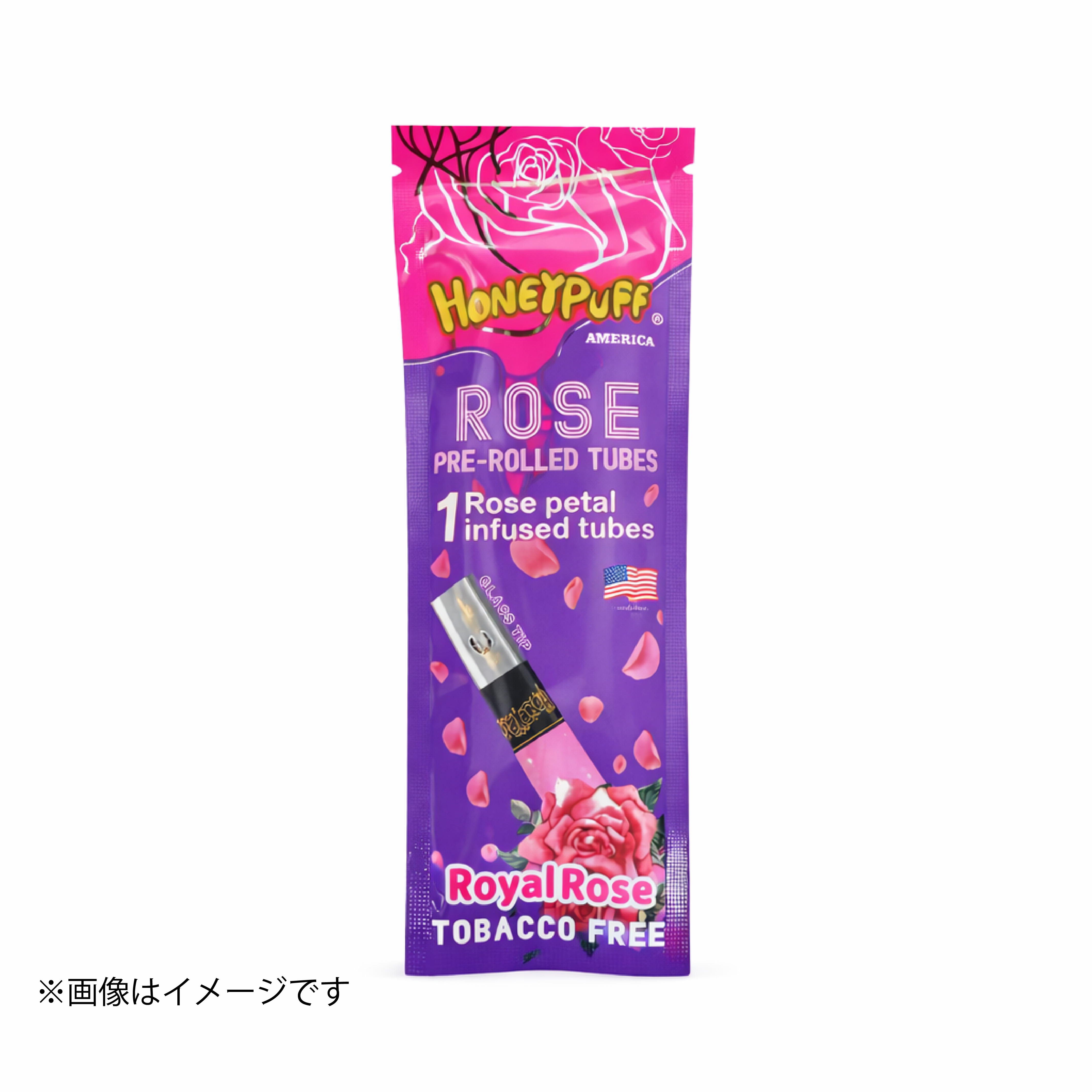 HoneyPuff ローズ プレロールチューブ|ガラスチップ付き・タバコフリー(1本入り / 全8フレーバー) - 画像 (3)