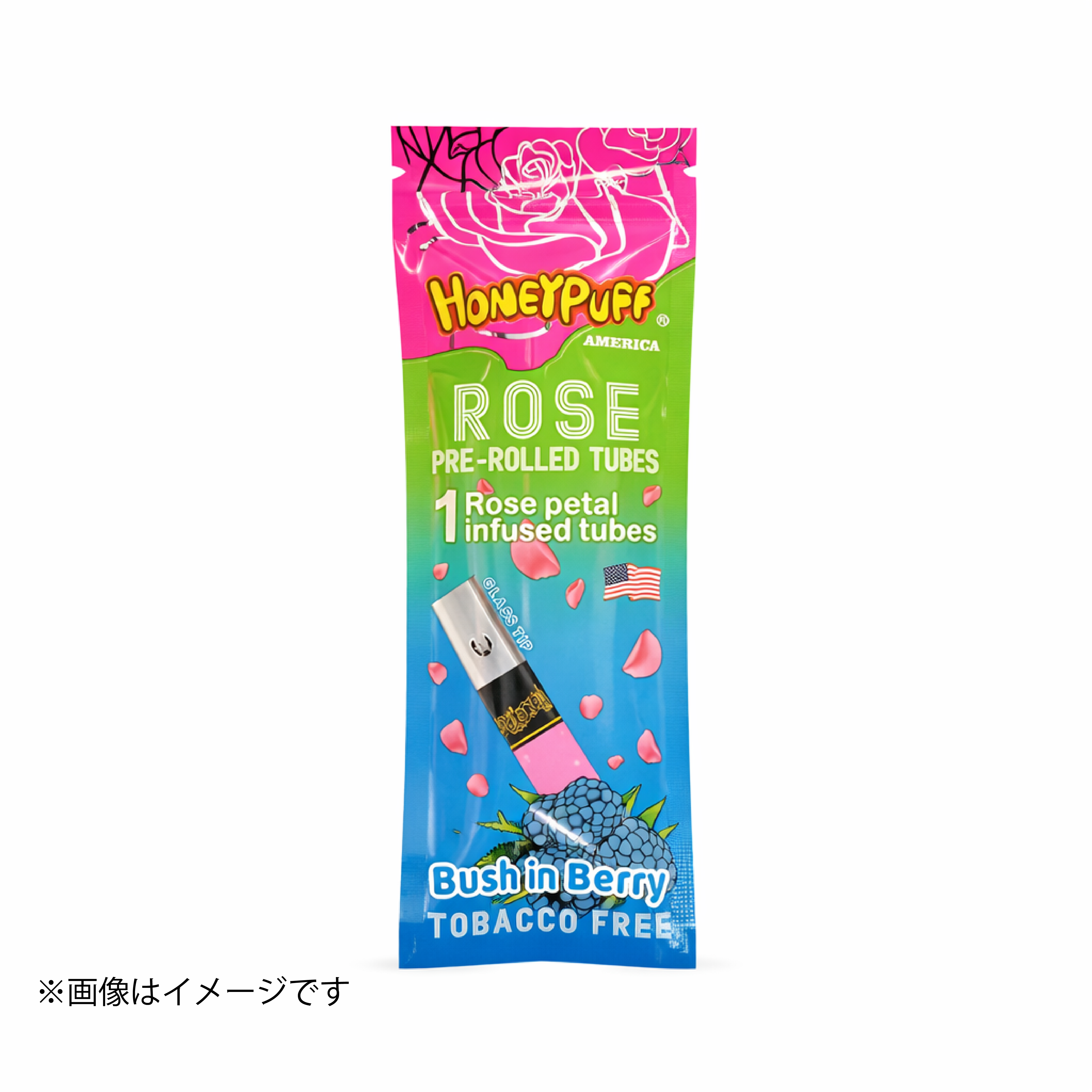 HoneyPuff ローズ プレロールチューブ|ガラスチップ付き・タバコフリー(1本入り / 全8フレーバー) - 画像 (2)