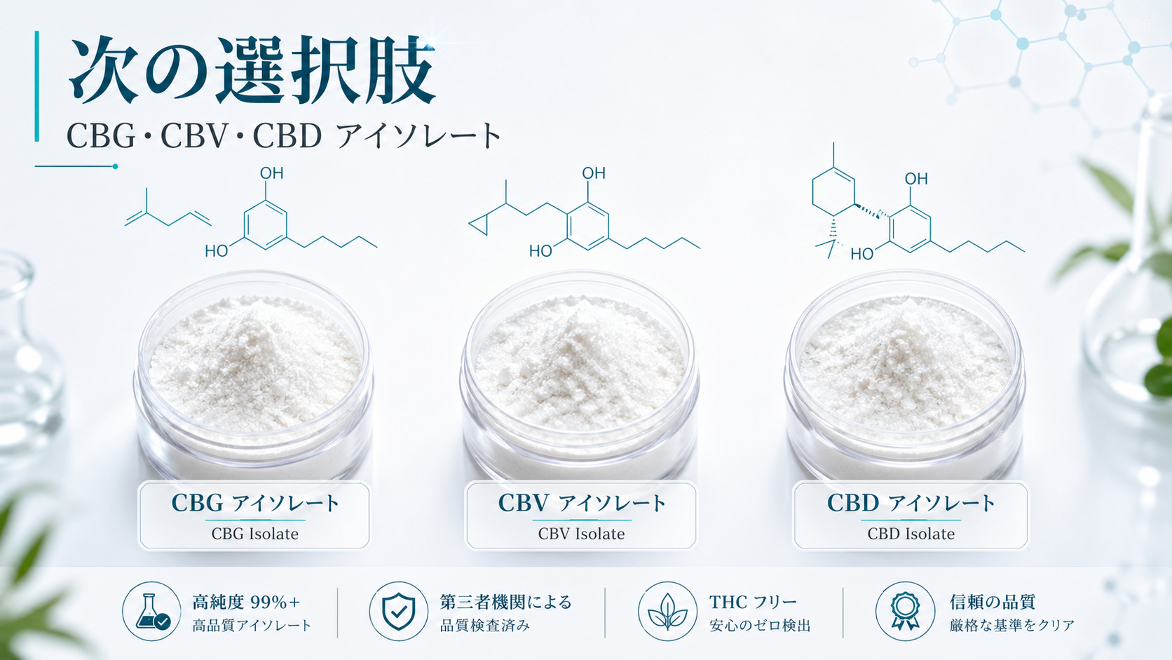 CBN規制後の代替カンナビノイド｜CBG・CBV・CBDアイソレート比較