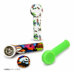 プリントシリコンパイプ｜グラフィティ柄・キャラクター柄・グリーン 全3種（GYD240）