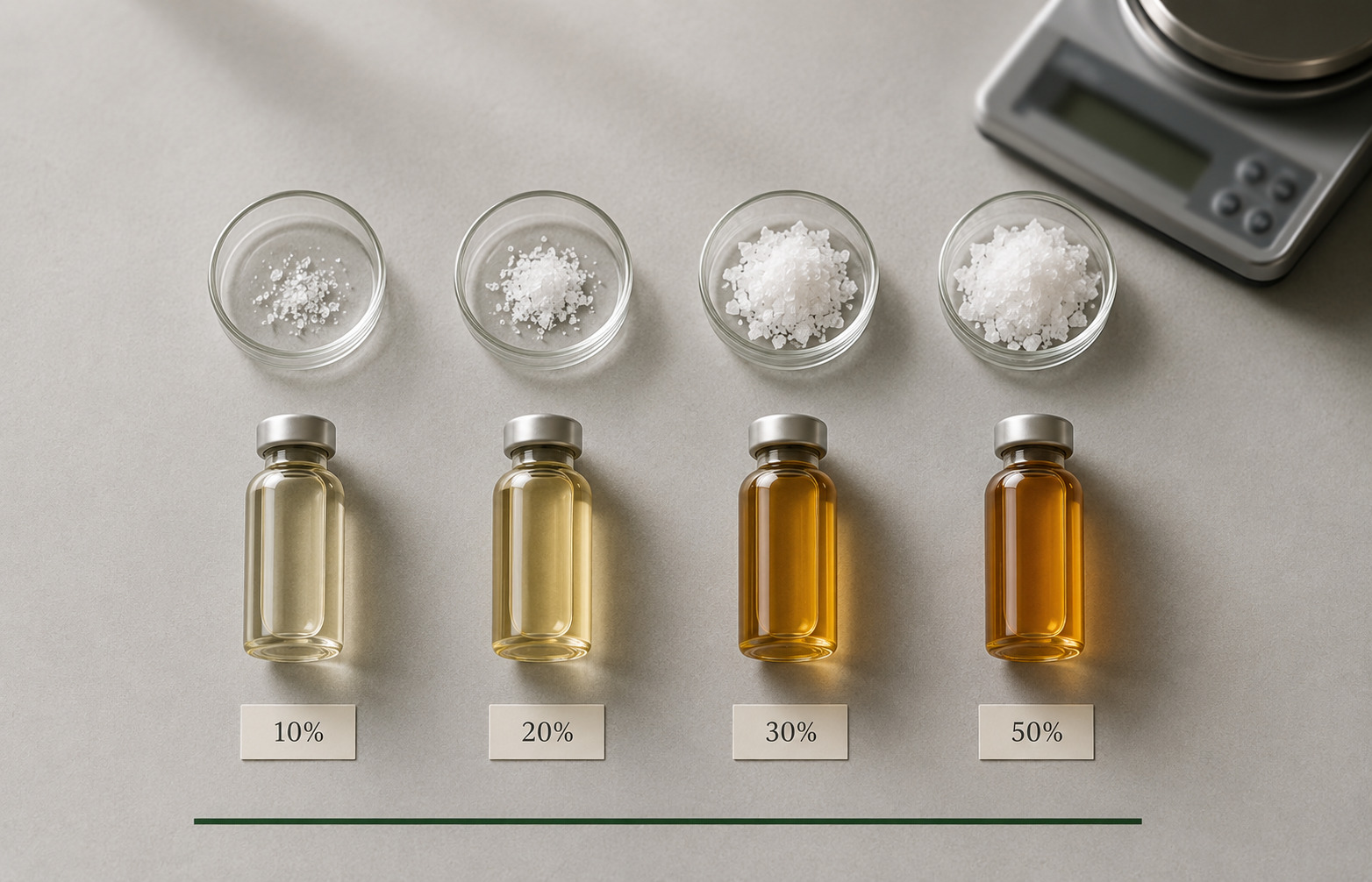 CBD濃度別配合比率の比較｜10%・20%・30%・50%のCBDリキッドの作り分け