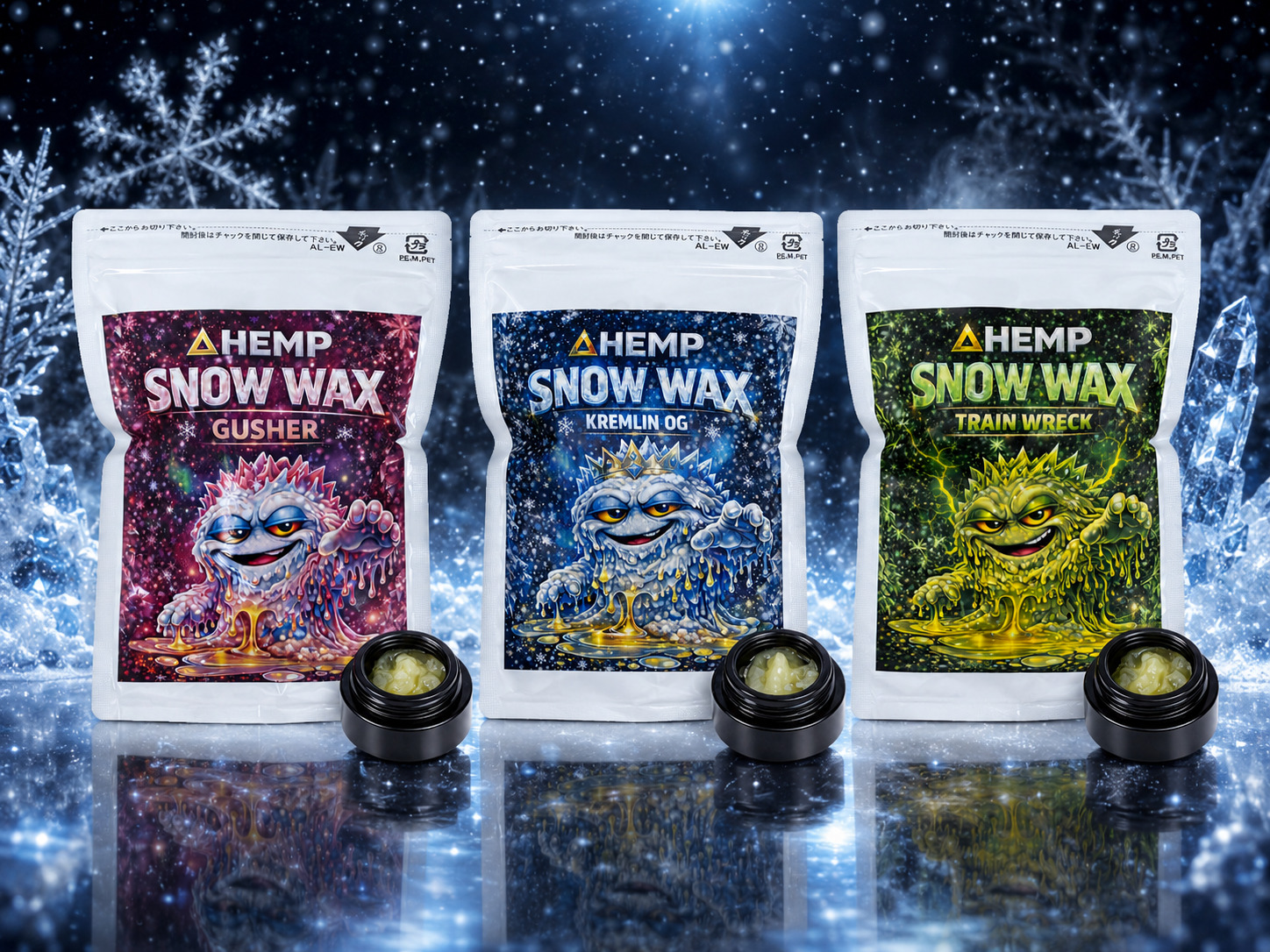 ΔHEMP SNOW WAX 全3フレーバー CBD CBG アイソレート 厳選テルペン配合 本格派ヘンプワックス ラインナップ