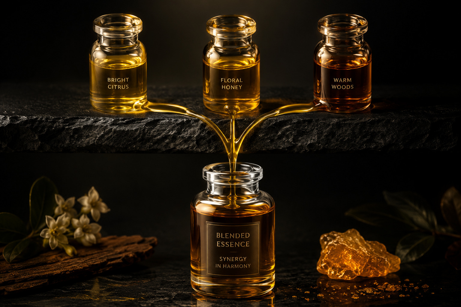 CBD・CBG・H4CBDの3成分が一つに混ざり合うカンナビノイドブレンドのイメージ