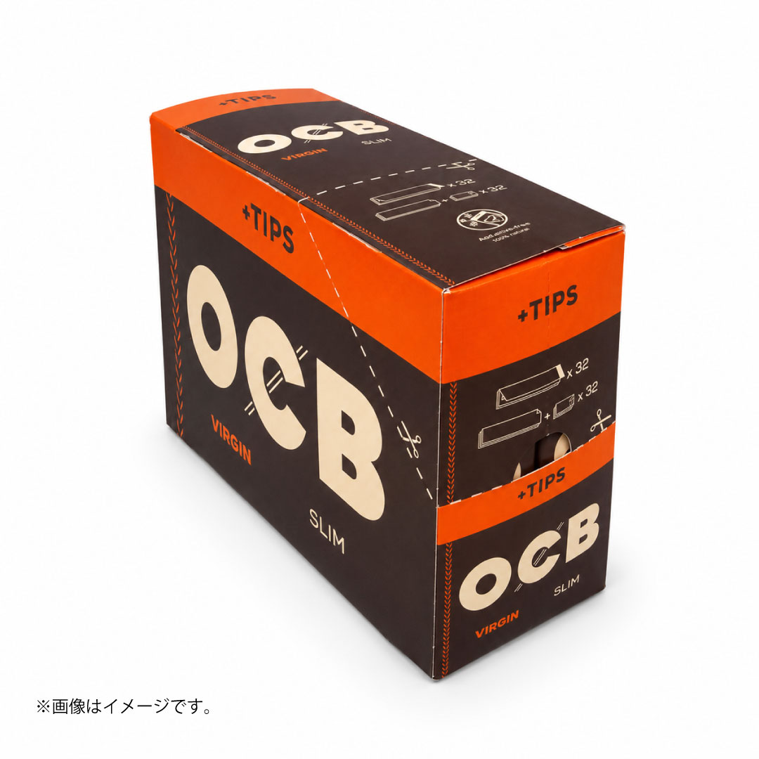 OCB Virgin Slim +Tips|無添加ペーパー×チップセット 32枚+32個入り|単品/32パック入りBOX選択可 - 画像 (4)