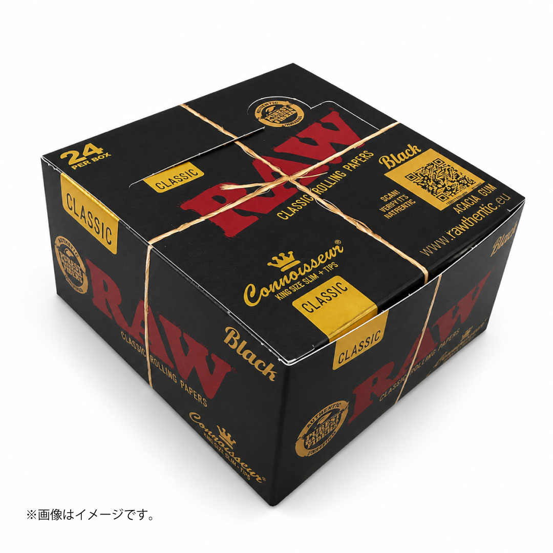 RAW(ロウ)ブラック コニサー キングサイズスリム|極薄ロールペーパー+プリロールチップ 無漂白 - 画像 (4)