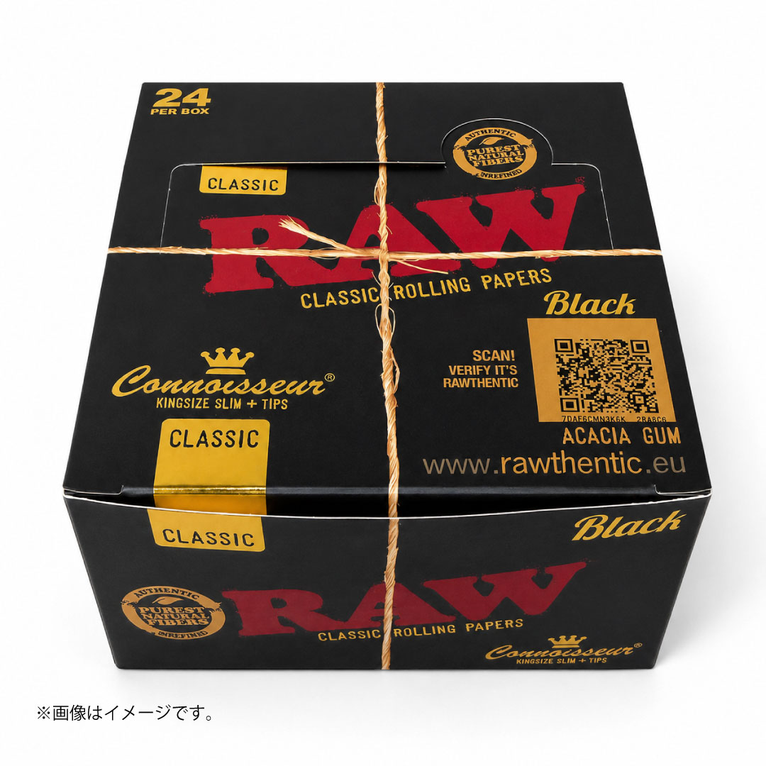RAW(ロウ)ブラック コニサー キングサイズスリム|極薄ロールペーパー+プリロールチップ 無漂白 - 画像 (3)