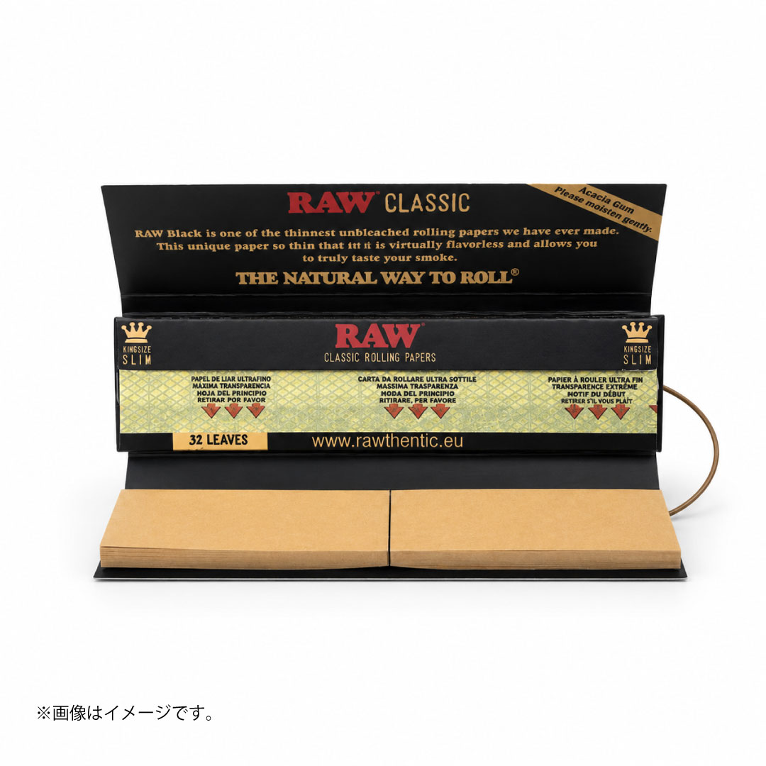 RAW(ロウ)ブラック コニサー キングサイズスリム|極薄ロールペーパー+プリロールチップ 無漂白 - 画像 (2)
