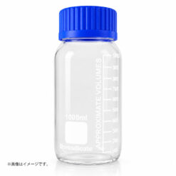 広口耐熱ガラス瓶 1000ml 目盛り付き ネジ口スクリューキャップ｜ホウケイ酸ガラス