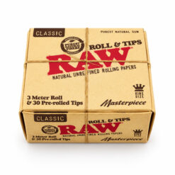 RAW マスターピース ロールズ&チップ 3m｜キングサイズのロールペーパー＋巻き済みチップ30個 単品・箱売り（12個）